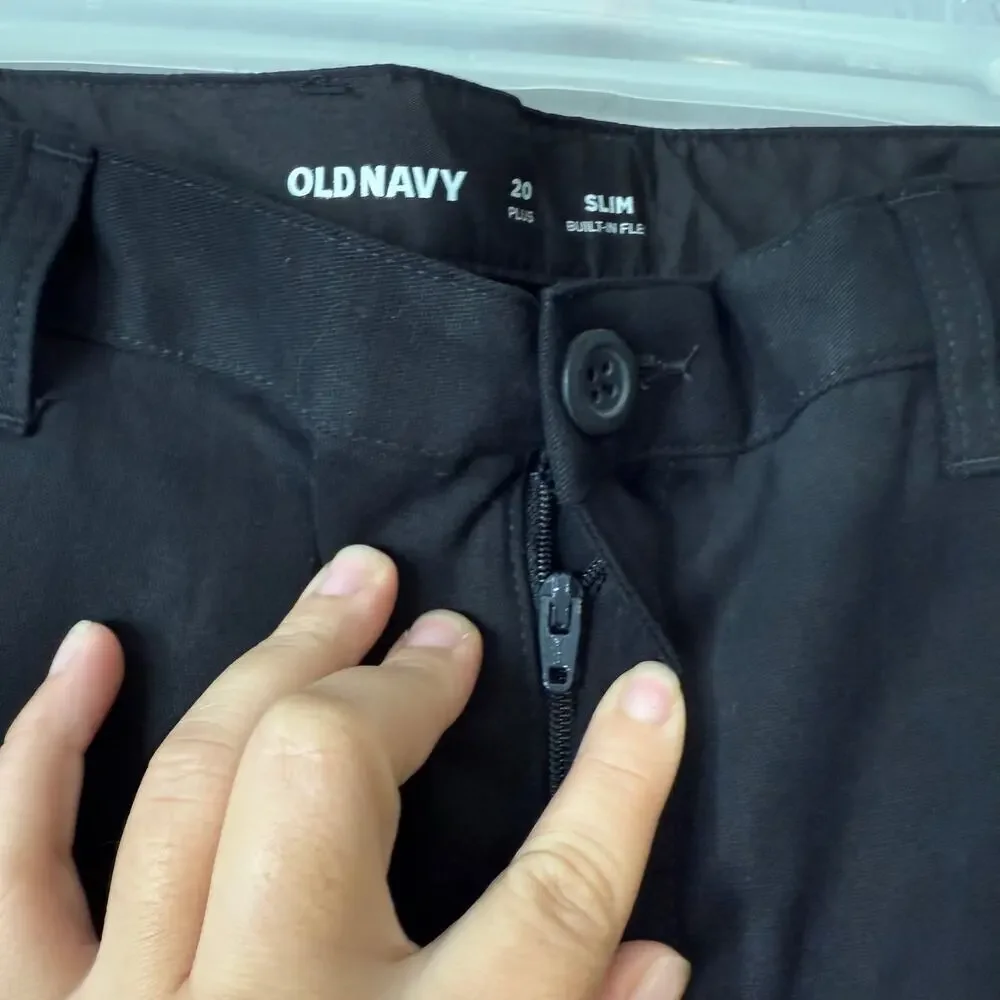 Old Navy Slim School Uniform Chino Pants for Boys, Black, 20 Plus 665608